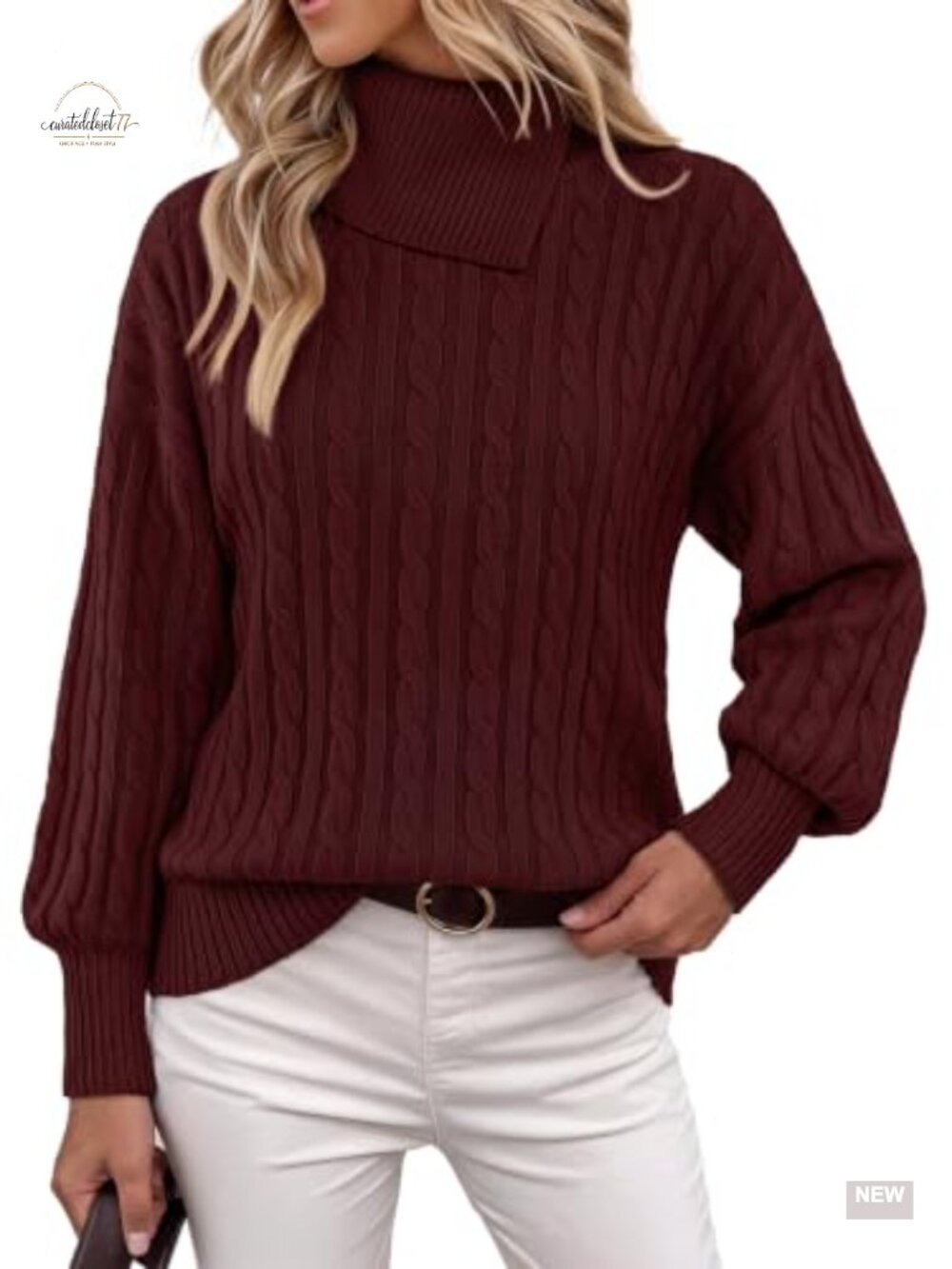 Turtleneck Cable Knit Sweater Womens Long Sleeve Pullover Fall Winter Top